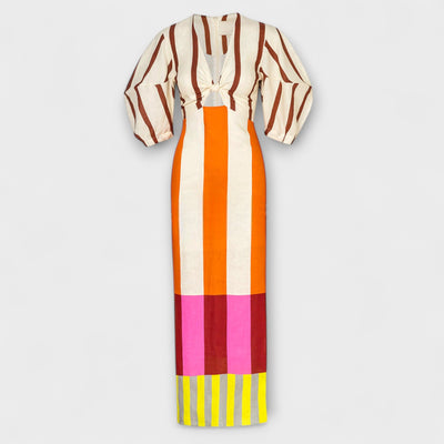 Kaya - Maxi Dress with Front Cutout and Puff Sleeves