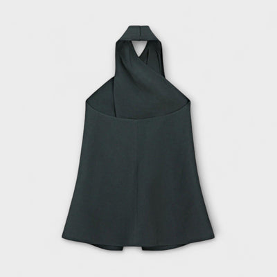 Leah - Blue Halter Neck Top with Back Cutout