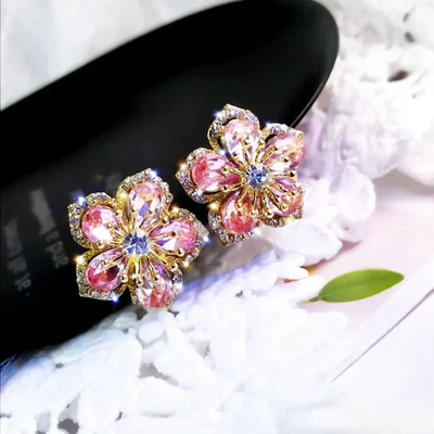 Sterling silver earrings with colorful zirconia