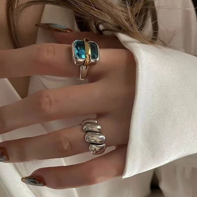Blue Zircon-Silver Ring