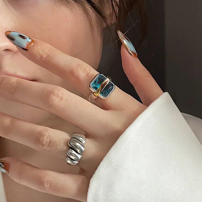 Blue Zircon-Silver Ring