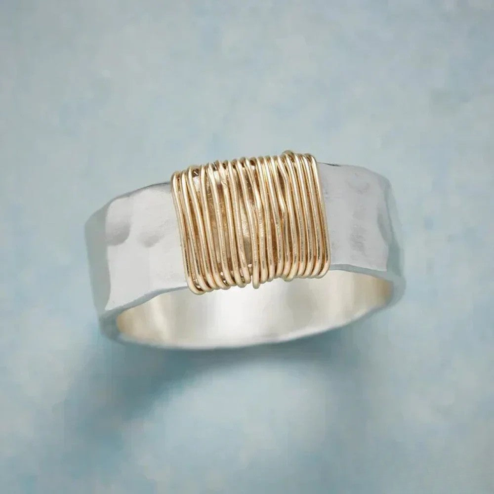 Vintage Silver Ring with Gold Wire