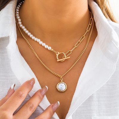 Vintage Pearl Necklace in Layered Design