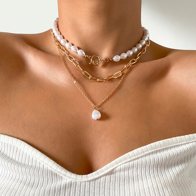 Vintage Pearl Necklace in Layered Design